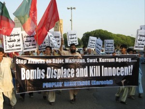 Peoples Resistance, Pakistan Tehrik-e-Insaf, Labour Party Pakistan, and International Socialists demonstrating against the US. by Sharat G. Lin