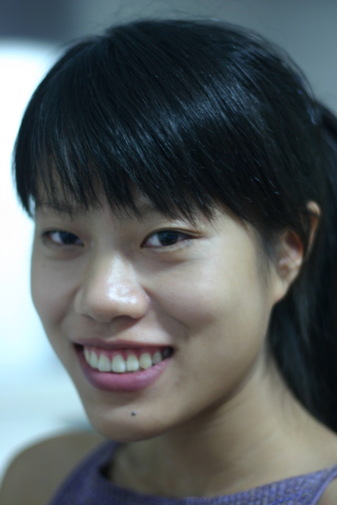 Girl Face Chinese Black hair Bangs Smiling