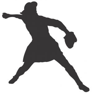 Mujer jugador de béisbol lanzando la bola