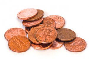 Pila de monedas de un centavo